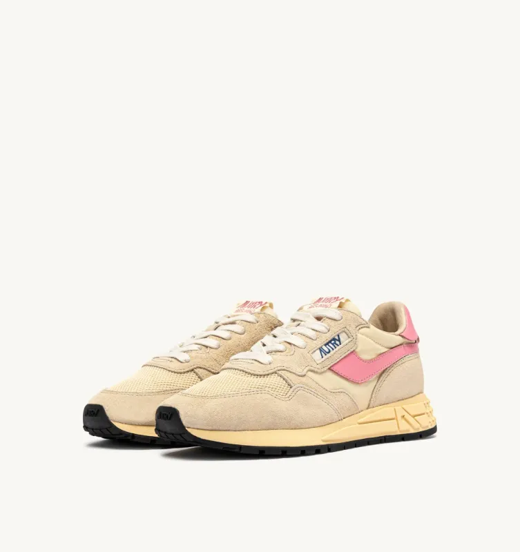 Autry Sneaker Reelwind Low aus Nylon und Wildleder in Ecru und Geranium Pink WWLW - UT61