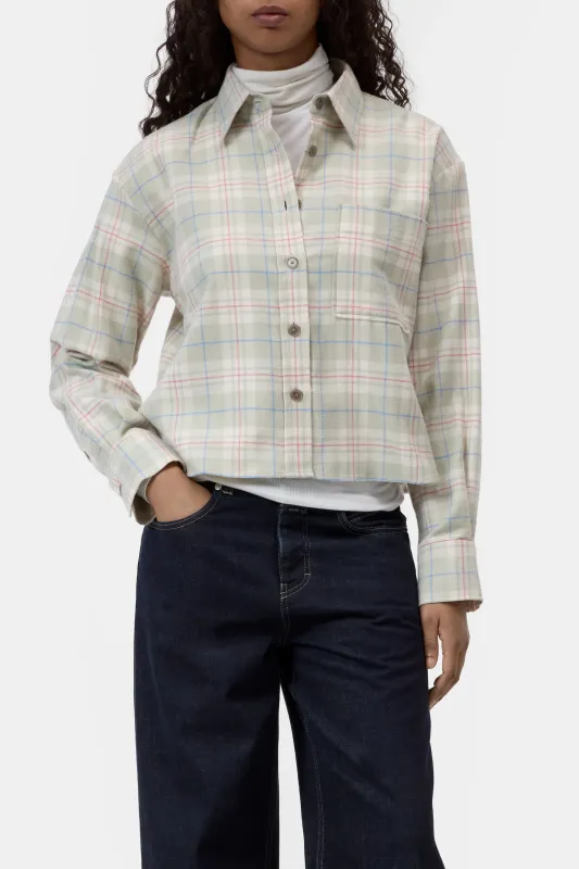Closed Kurze Flanell-Bluse Stoneleaf Green
