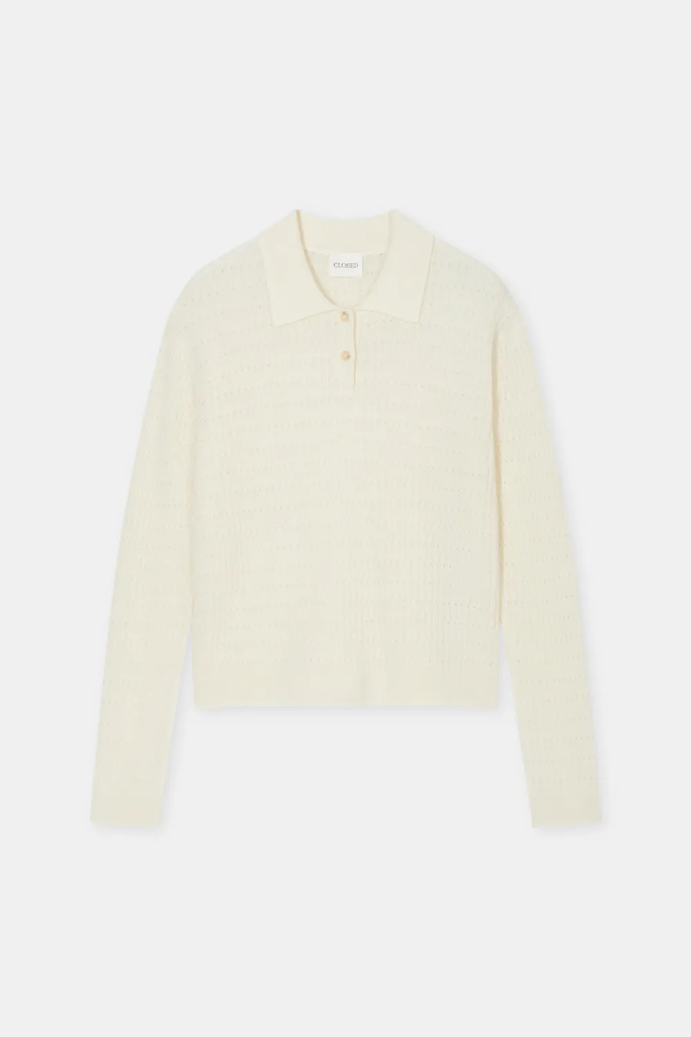 Closed Polo-Pullover aus Woll-Mix-Garn Ivory