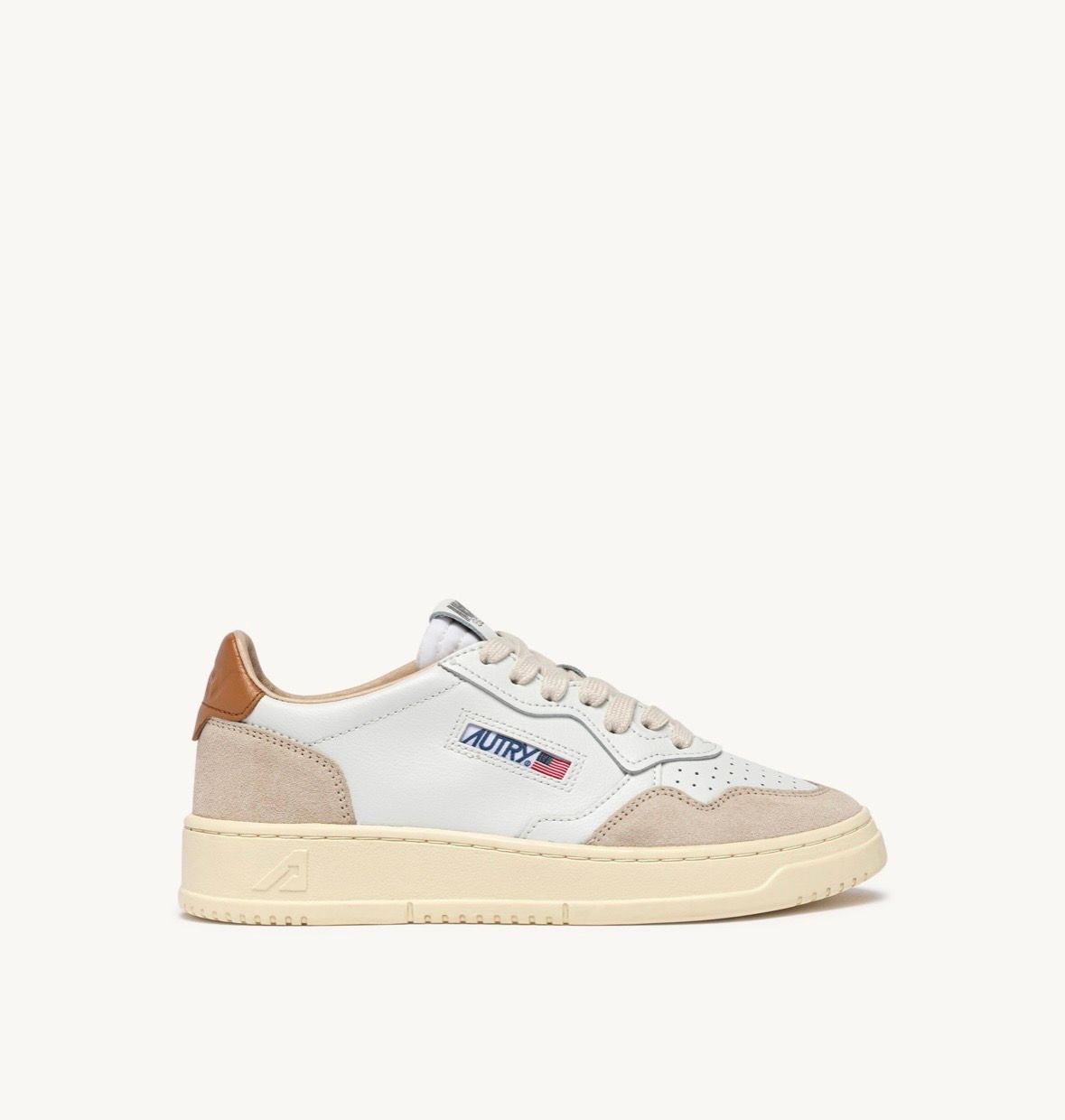 Autry Damen Sneaker Medalist Low aus Wildleder und Leder in Weiß und Lion AULW-LS16