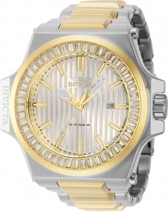 Invicta Men&#39;s  Akula Quartz 3 Hand Silver and Gold 58mm