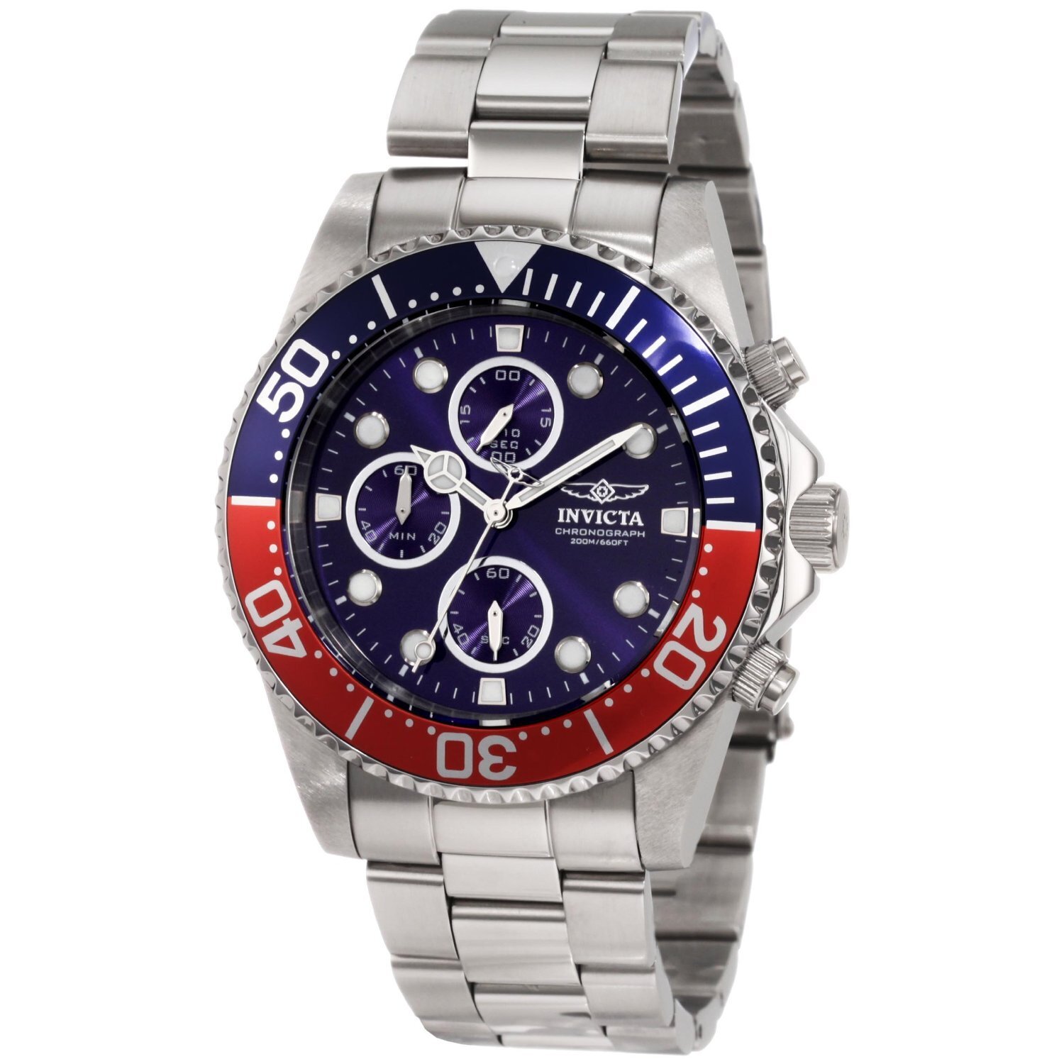 Invicta Men&#39;s 43mm Pro Diver Quartz Multifunction Blue Dial Watch