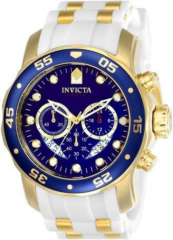 Invicta Men&#39;s 48mm Pro Diver Quartz White, Gold and Blue