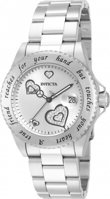 Invicta Women&#39;s 40mm Angel Heart Quartz 3 Hand Silver Dial
