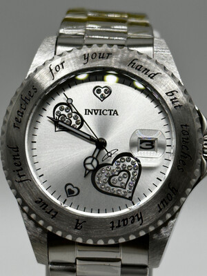 Invicta Women's 40mm Angel Heart Quartz 3 Hand Silver Dial
