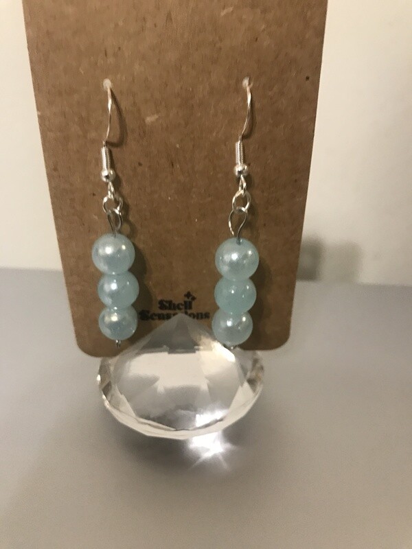 Classic Blue Aqua glass dangle earrings handmade
