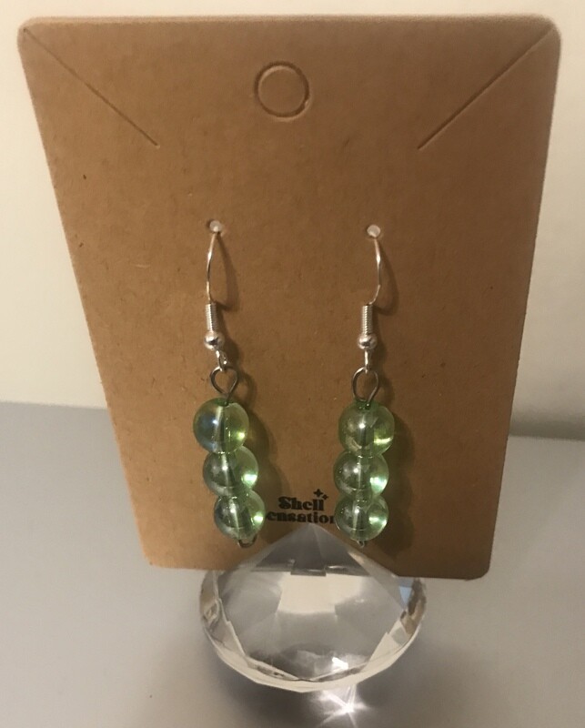 Classic green glass bead dangle earrings handmade