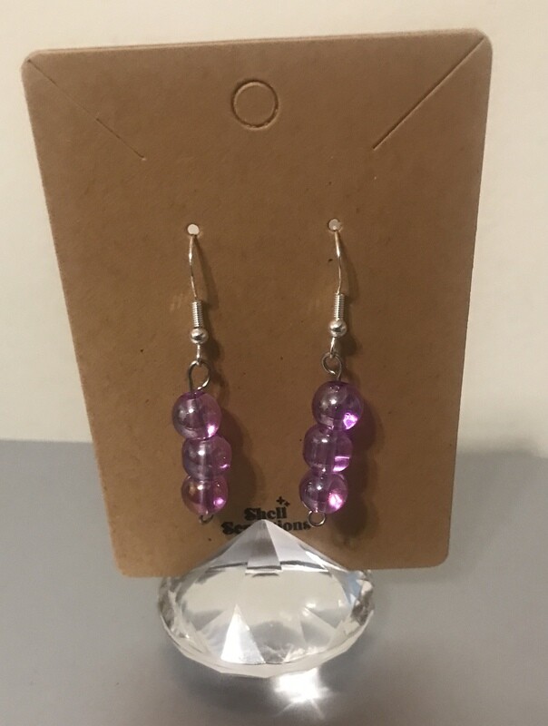 Classic purple glass bead dangle earrings handmade