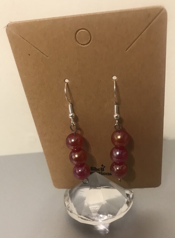 Classic red glass bead dangle earrings handmade