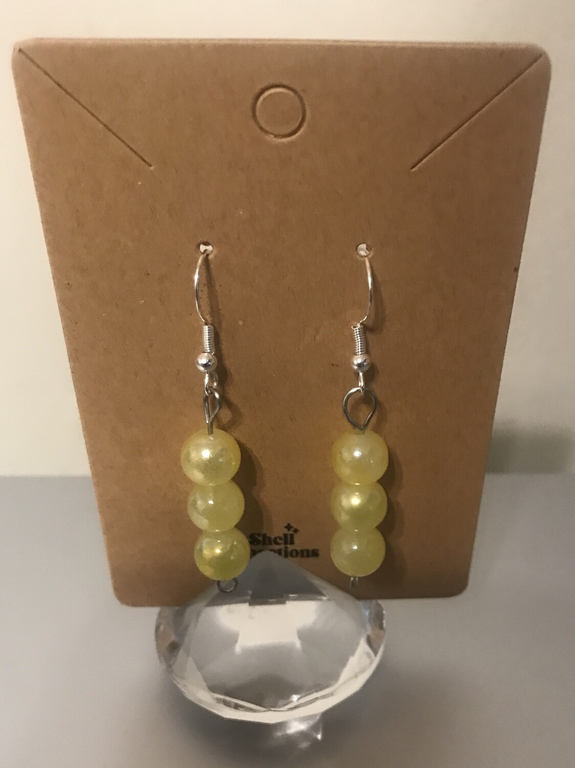 Classic yellow glass bead dangle earrings handmade