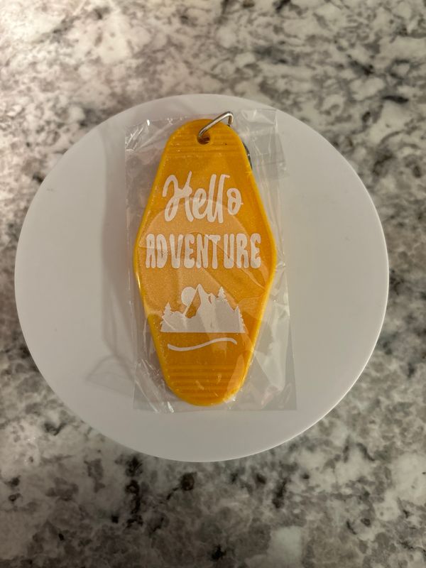 Hello Adventure Yellow keychain