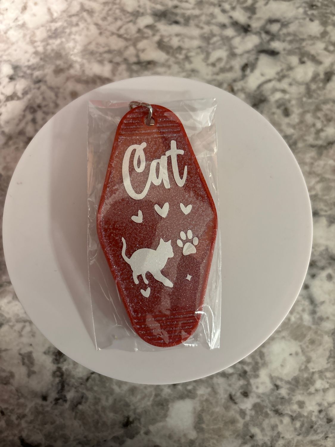 Red cat motel keychain