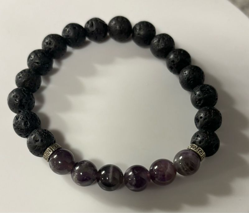 Amethyst/Lava Stone Bracelet 8mm Wear With Your Favorite Essential Oils