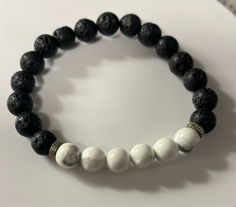 Howlite/Lava Stone Bracelet 8mm Wear With Your Favorite Essential Oil