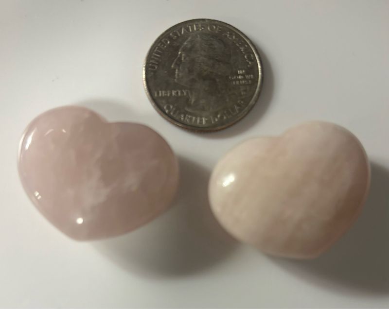 Two Rose Quartz Pink Crystal Hearts