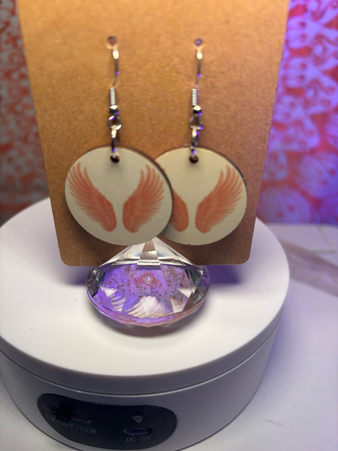 Angel wings 1 Inch Round Earrings