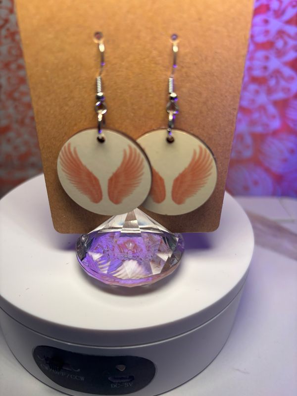 Angel wings 1 Inch Round Earrings
