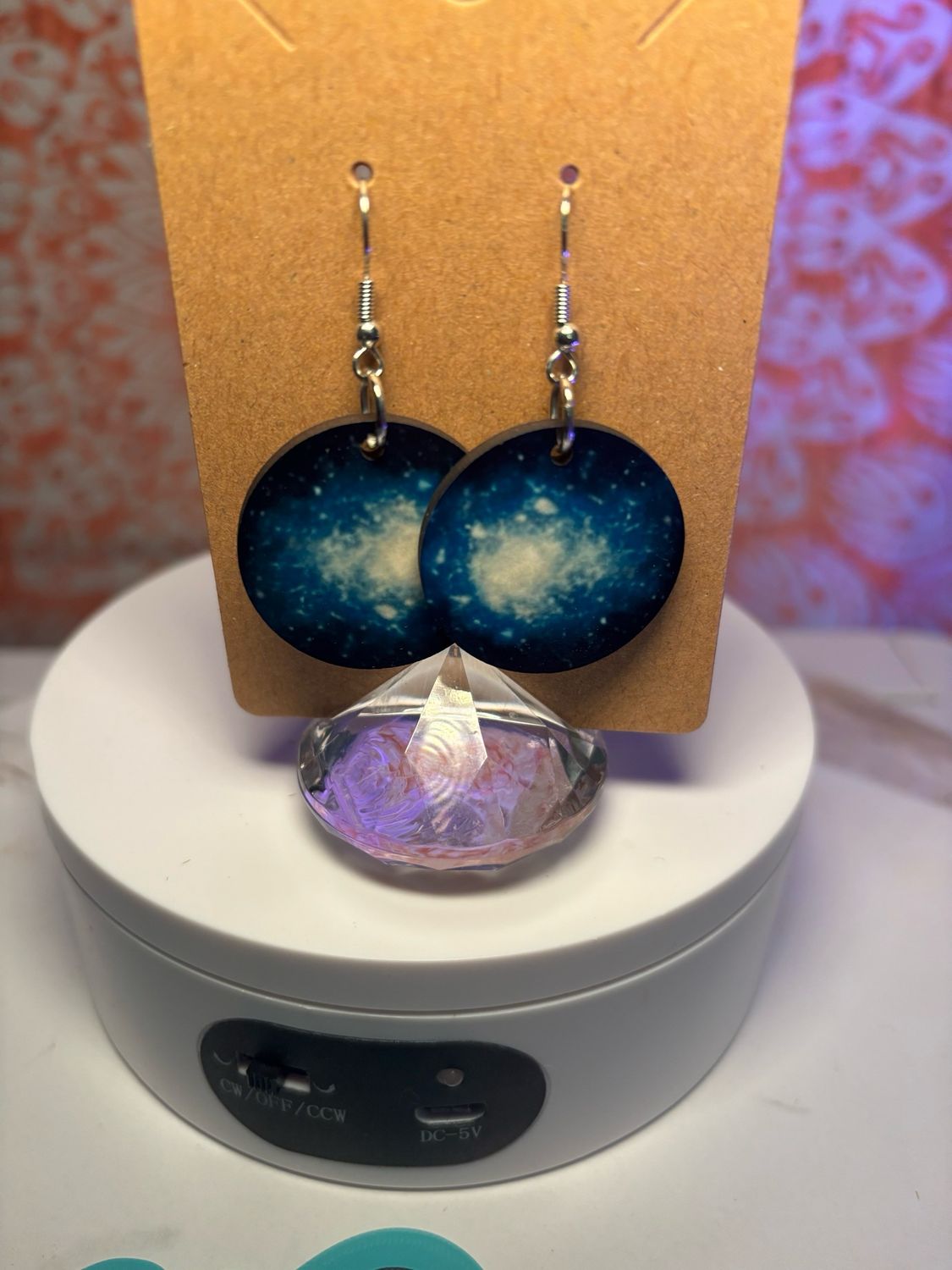 Galaxy 1 Inch Round Earrings.  Both Side Of Earrings Are Identical.
