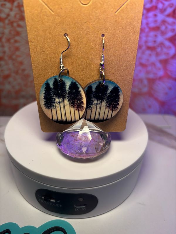 Trees 1 Inch Round Earrings
