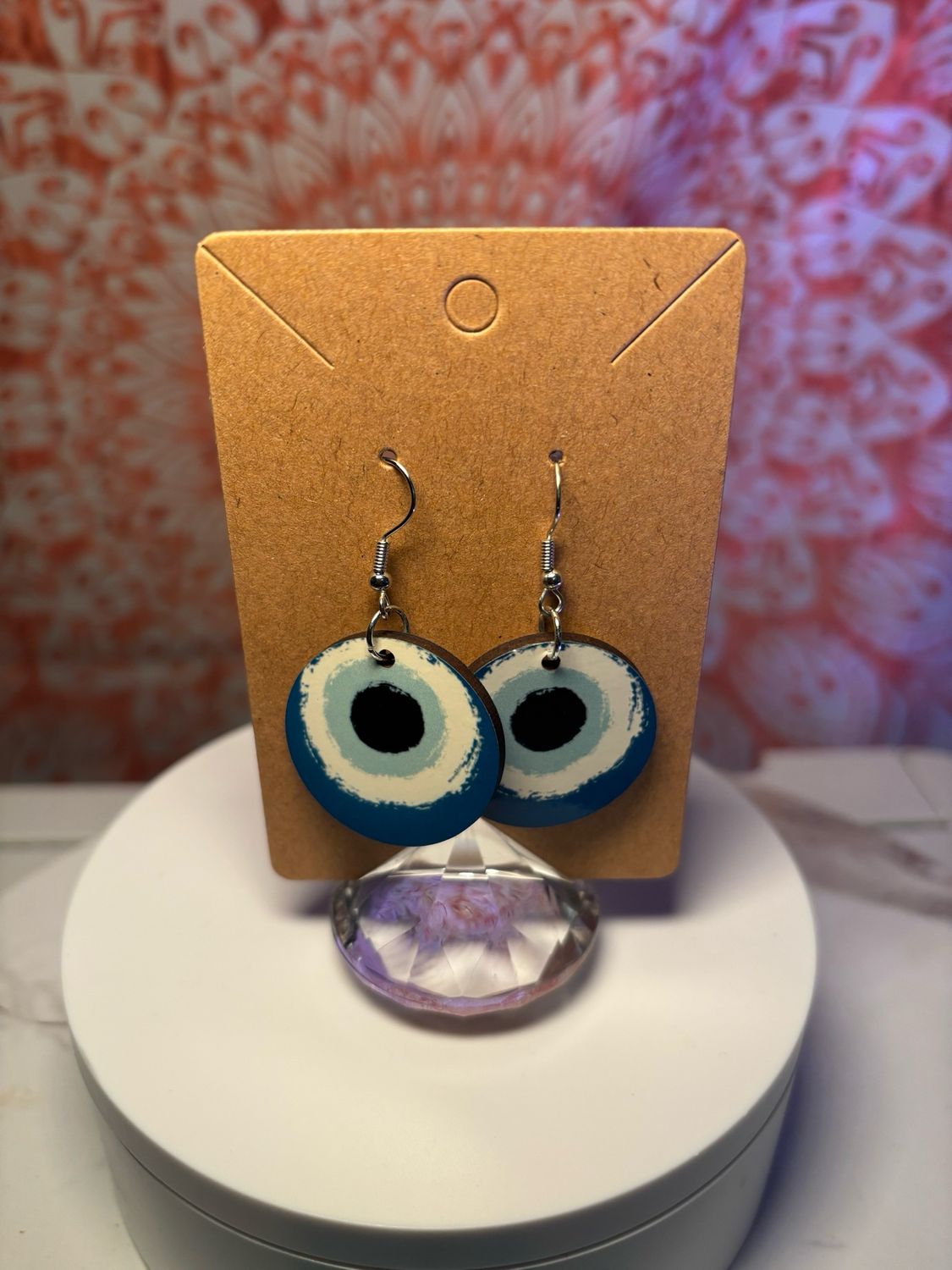 Evil Eye 1 Inch Round Earrings