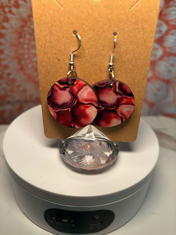 Agate 1 Inch Round Earrings