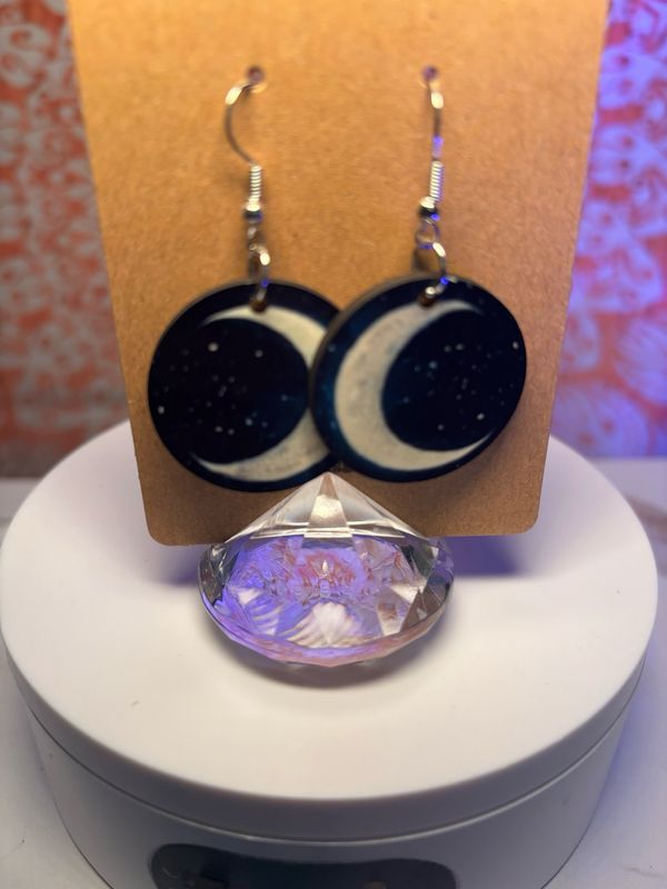 Moon 1 Inch Round Earrings