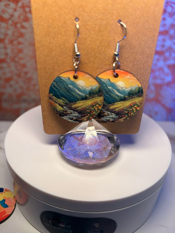 Landscape 1 Inch Round Earrings