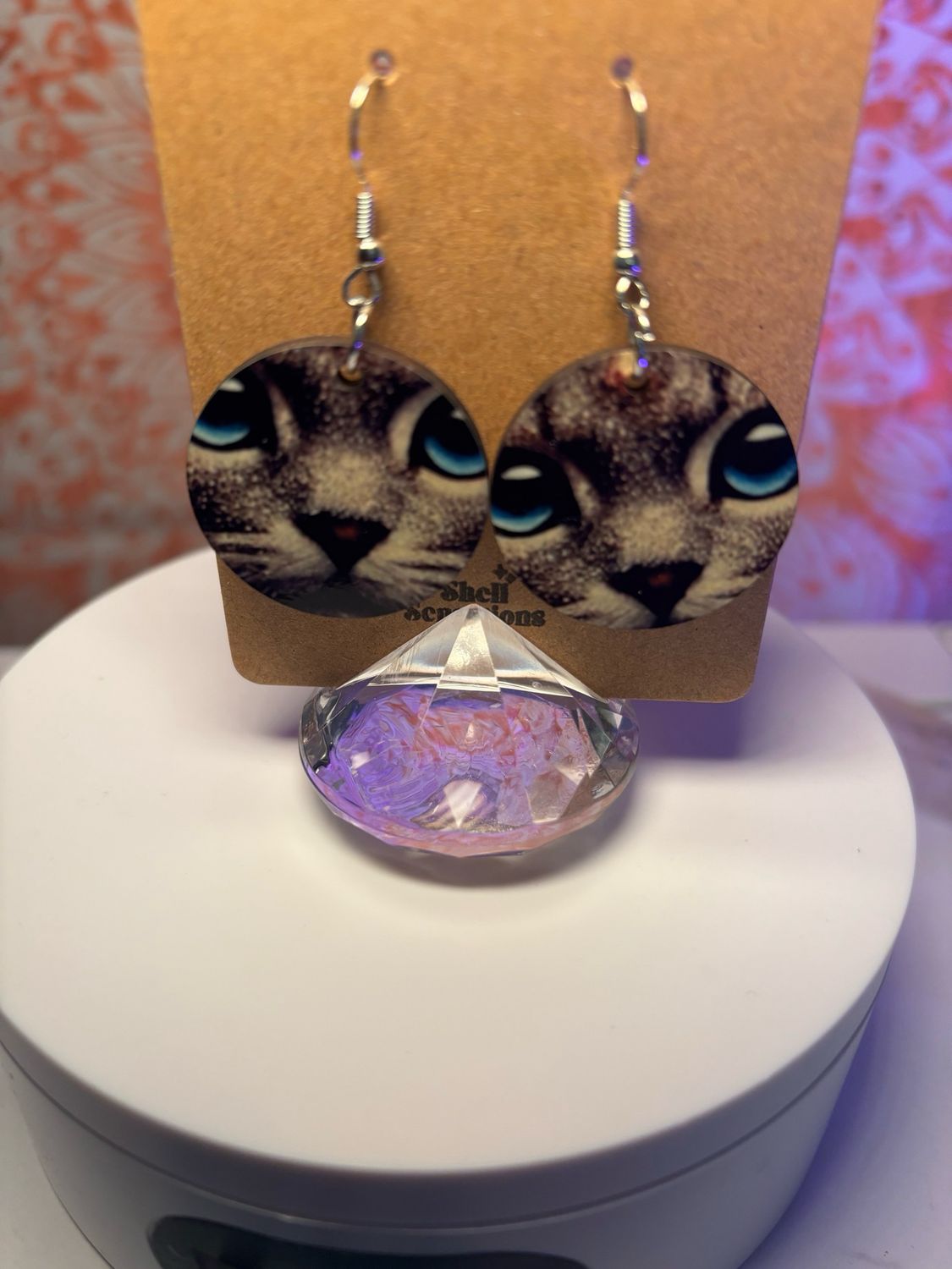 Cat 1 Inch Round Earrings