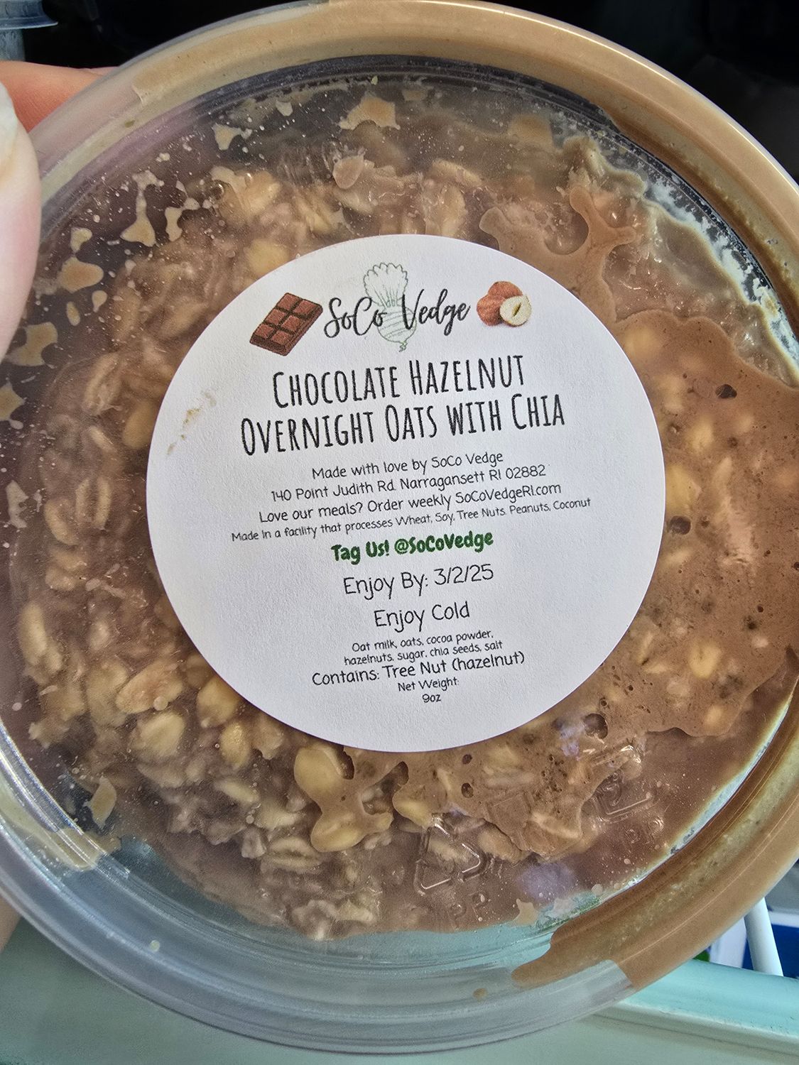 SALE SoCo Vedge Overnight Oats: Chocolate Hazelnut