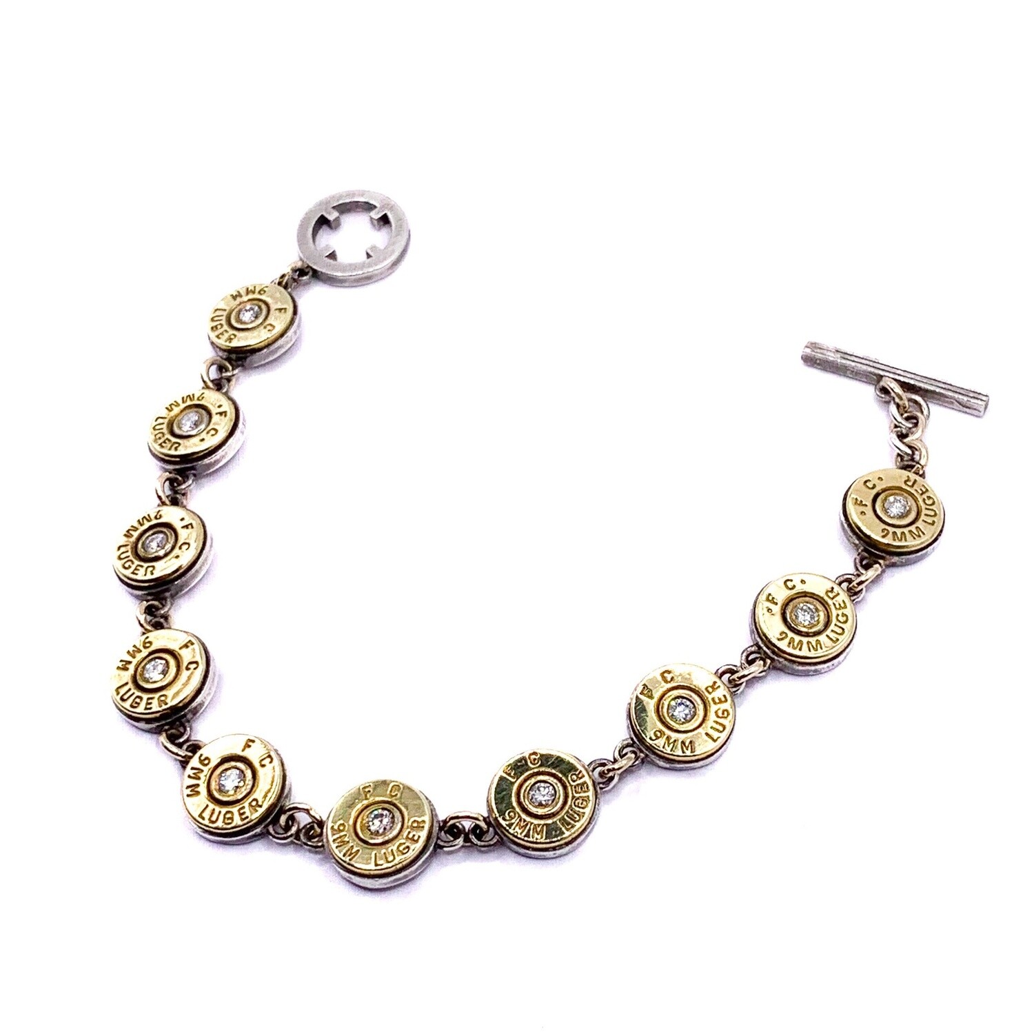 Linked 9mm Diamond 14k &amp; SS Bracelet