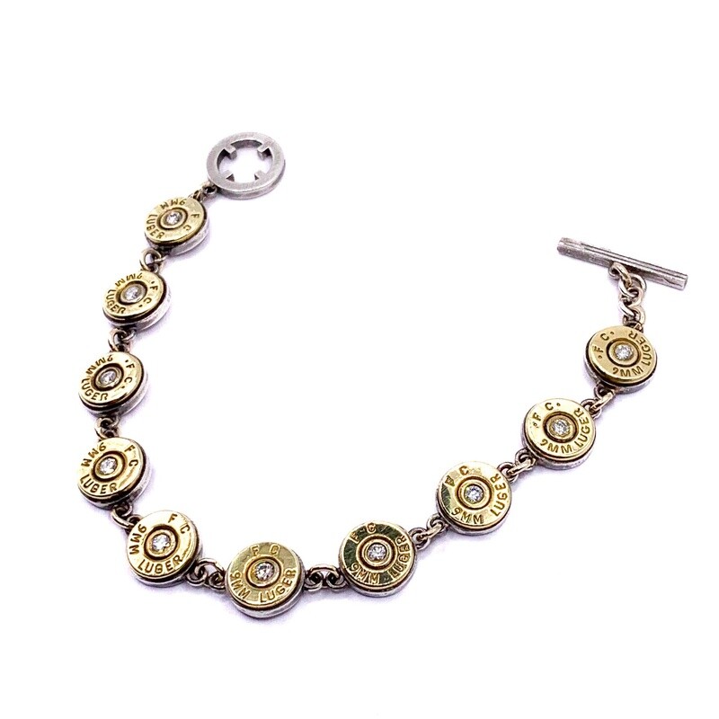 Linked 9mm Diamond 14k &amp; SS Bracelet