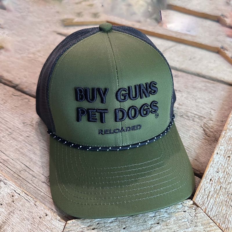 BUY GUNS PET DOGS ™ Green Black Banded Trucker Hat