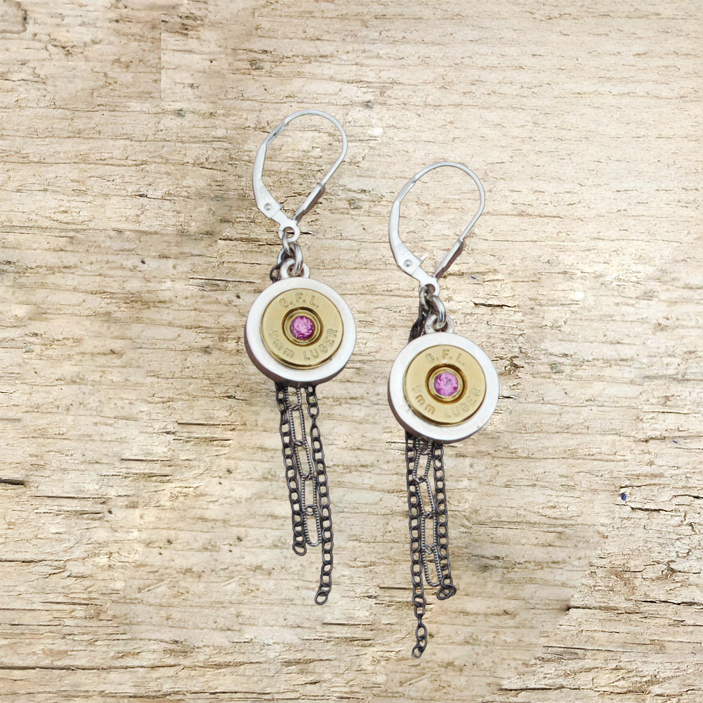 All American Pink Sapphire Chain Dangle Earrings