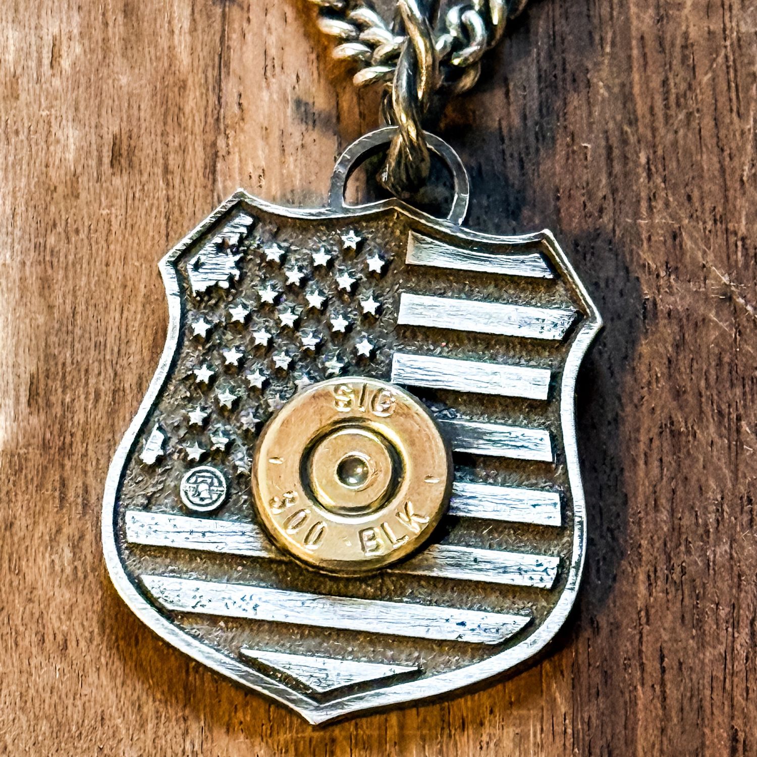 All American Police Badge Stars and Stripes in Sterling Silver