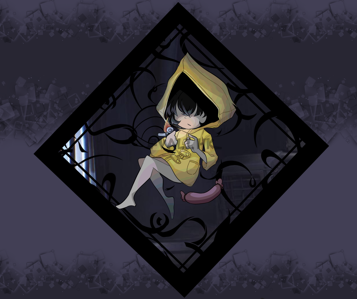 Six Little Nightmares Glitter Keychain 小小夢魘 小六 亞克力流沙掛件 6cm