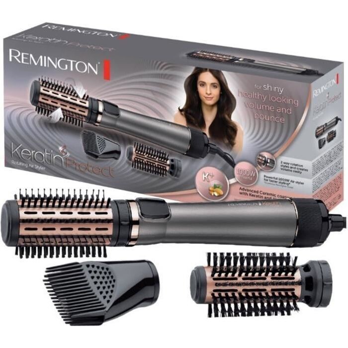 Remington AS8810 Brosse Cheveux Rotative Soufflante Chauffante Volume Keratin Protect, Soin Kératine Huile d&#39;Amande