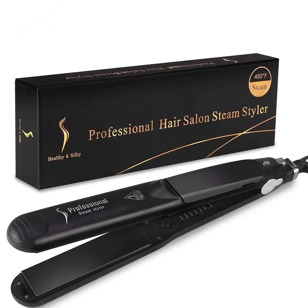Fer à lisser professionnel à vapeur en céramique, 450 ° F, chauffage rapide, traitement à l&#39;huile d&#39;argan, outils de soin des cheveux