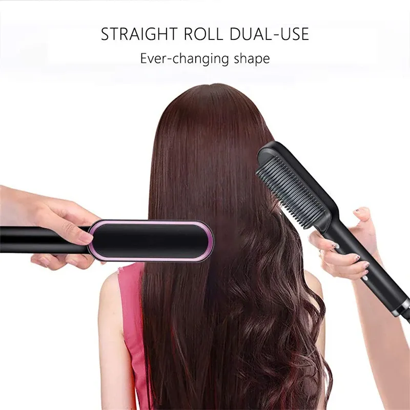 Brosse à lisser les cheveux électrique multifonction, fer plat professionnel, écran LCD, céramique rapide, usage domestique