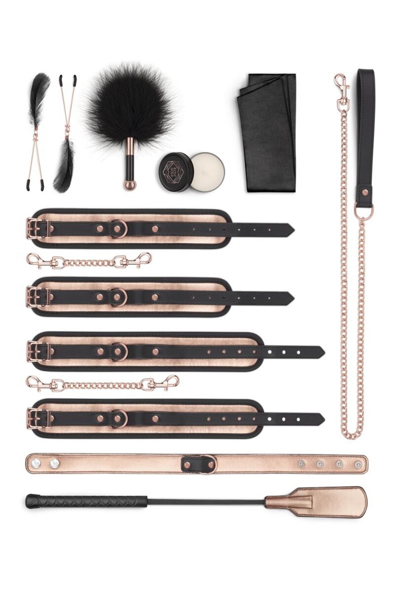 Kit de 9 accessoires BDSM - Rosy Gold Kit de 9 accessoires BDSM - Rosy Gold