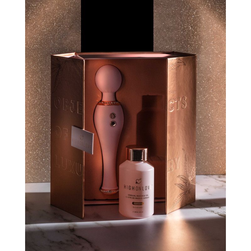 Coffret objets de luxe huile de massage et vibromasseur - HighOnLove Coffret objets de luxe huile de massage et vibromasseur - HighOnLove