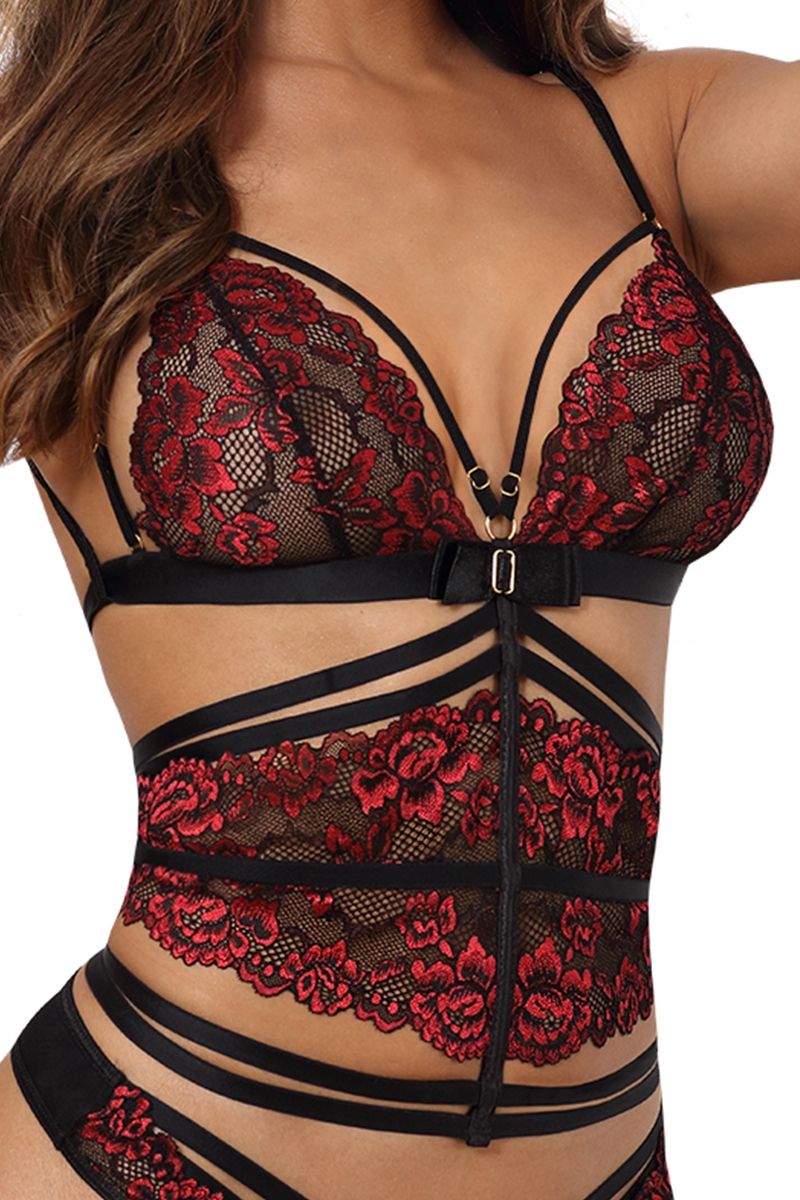 Soutien-gorge serre taille rouge et noir V-10037 - Axami Soutien-gorge serre taille rouge et noir V-10037 - Axami