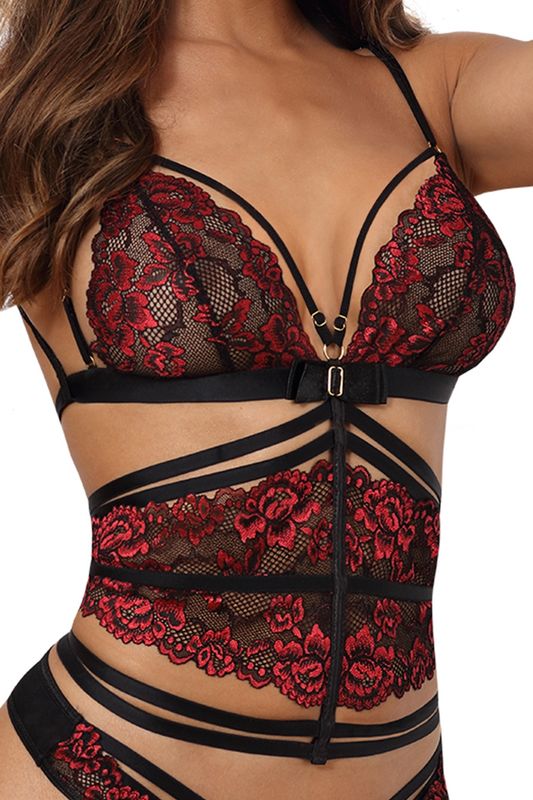 Soutien-gorge serre taille rouge et noir V-10037 - Axami Soutien-gorge serre taille rouge et noir V-10037 - Axami