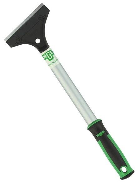 Unger SH25C Brute Scraper 4&quot;, Double Edged, Green/Silver/Black, Aluminum/Zinc, Brute Scraper with 12&quot; Handle