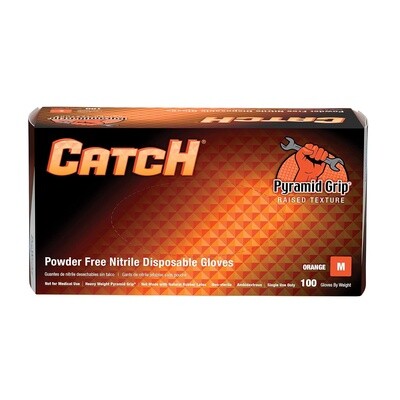 Catch Powder Free Nitrile Disposable Gloves ORANGE MEDIUM