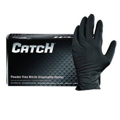Catch Powder Free Nitrile Disposable Gloves BLACK LARGE