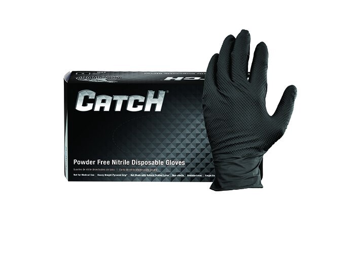 Catch Powder Free Nitrile Disposable Gloves BLACK MEDIUM