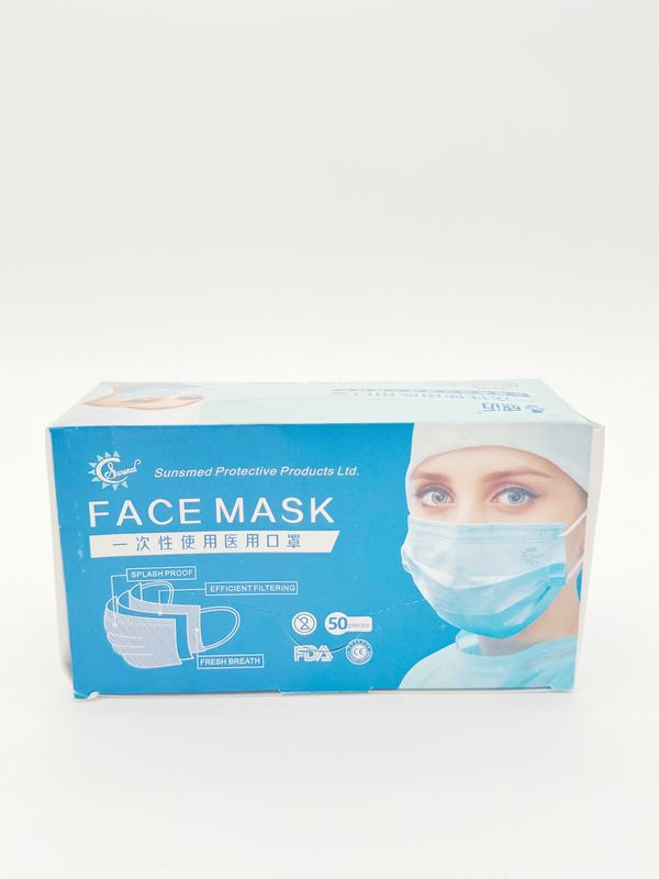 Disposable Face Mask Blue. Pack 50