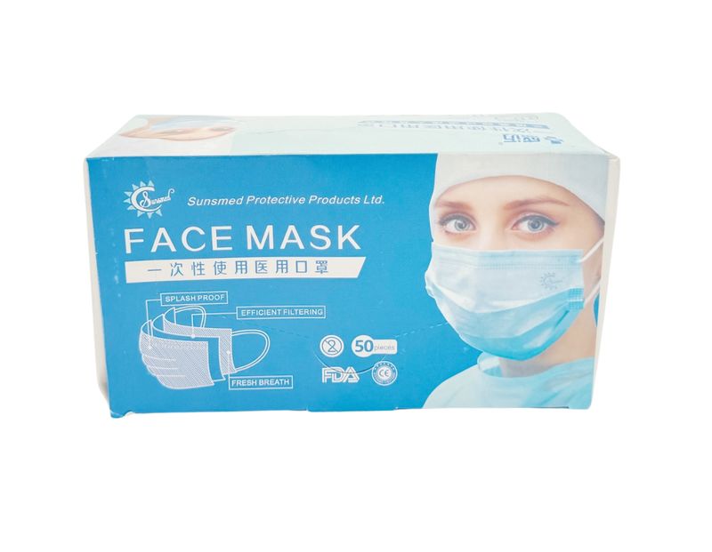 Disposable Face Mask Blue. Pack 50
