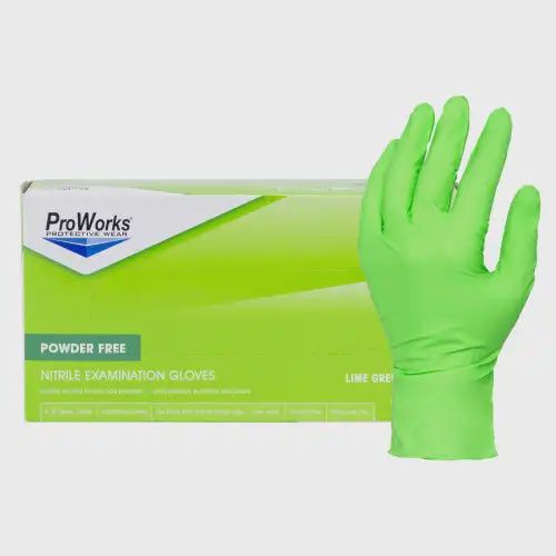 ProWorks® Nitrile Gloves Exam Lime Green - Medium