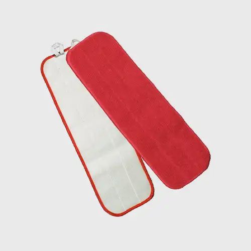 Microfiber Wet Flat Mop w/Hook and Loop Back, Red, 18&quot;